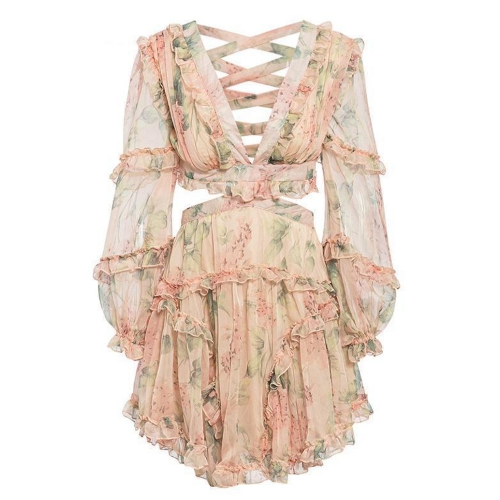 Floral midi dress long sleeve